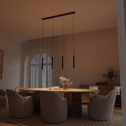 Black 4-light pendant lamp