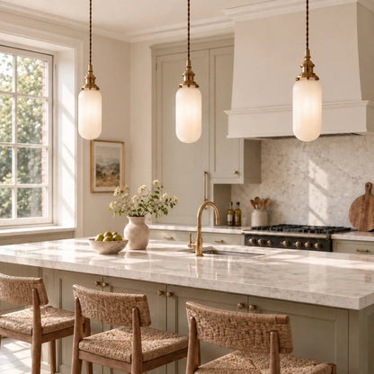Pleated ceramic pendant lamp