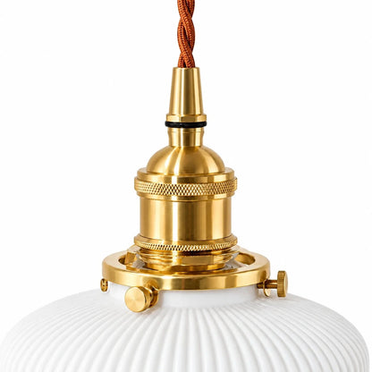 Pleated ceramic pendant lamp