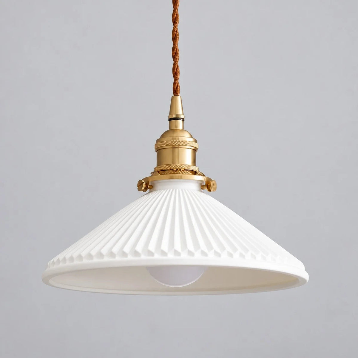 Pleated ceramic pendant lamp