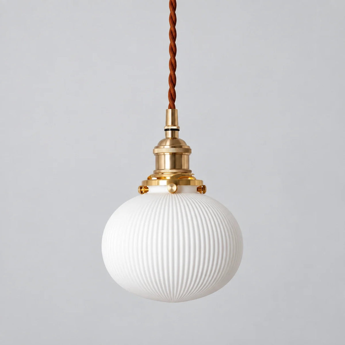 Pleated ceramic pendant lamp