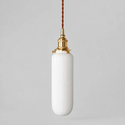 Pleated ceramic pendant lamp