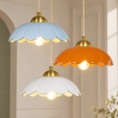 Lampa wisząca ceramiczny klosz kwiat