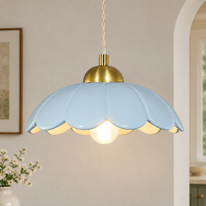 Lampa wisząca ceramiczny klosz kwiat