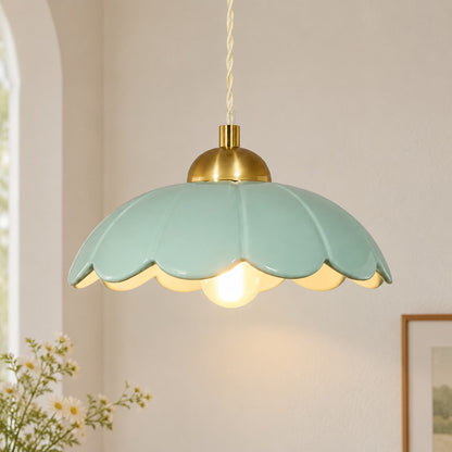 Lampa wisząca ceramiczny klosz kwiat