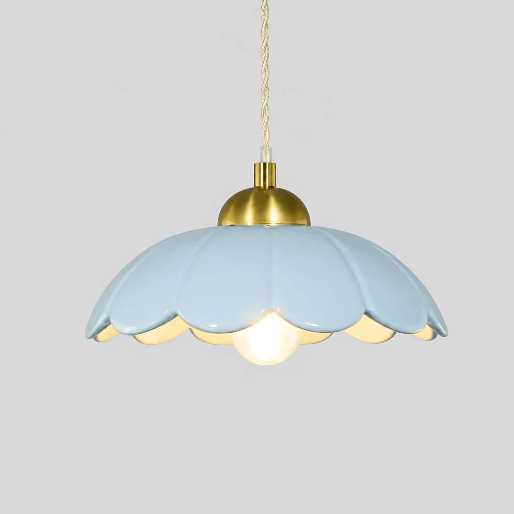 Lampa wisząca ceramiczny klosz kwiat