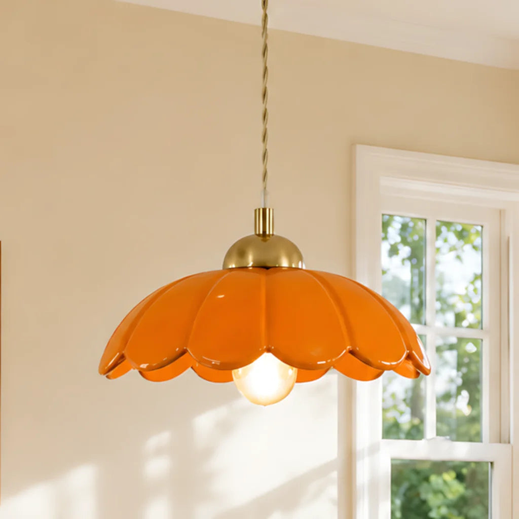 Lampa wisząca ceramiczny klosz kwiat