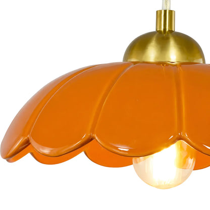 Lampa wisząca ceramiczny klosz kwiat