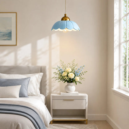 Lampa wisząca ceramiczny klosz kwiat