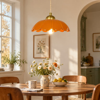Lampa wisząca ceramiczny klosz kwiat