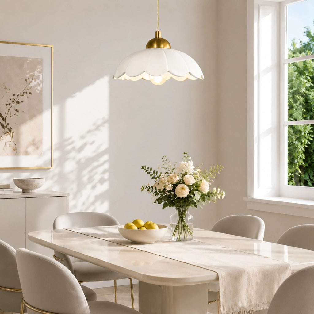 Lampa wisząca ceramiczny klosz kwiat