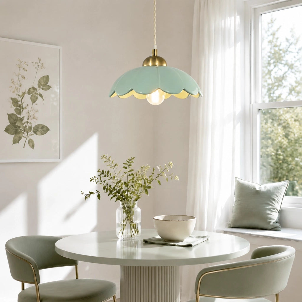 Lampa wisząca ceramiczny klosz kwiat