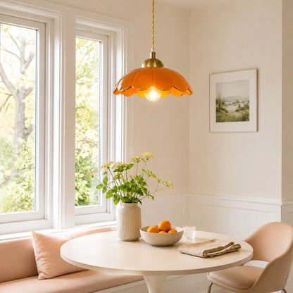 Lampa wisząca ceramiczny klosz kwiat
