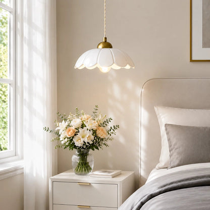 Lampa wisząca ceramiczny klosz kwiat