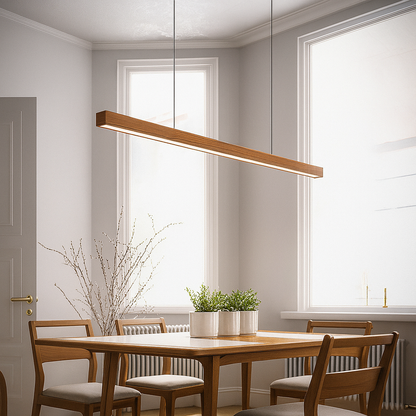 Lampa wisząca drewniana liniowa