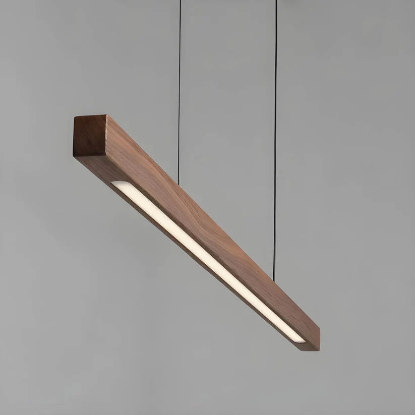 Lampa wisząca drewniana liniowa