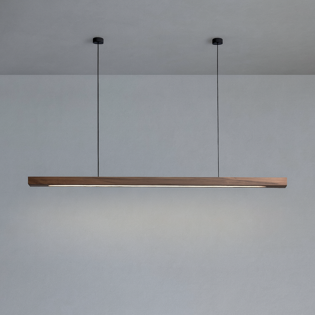 Lampa wisząca drewniana liniowa