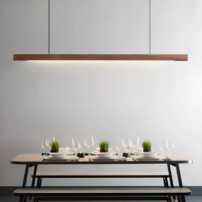 Lampa wisząca drewniana liniowa