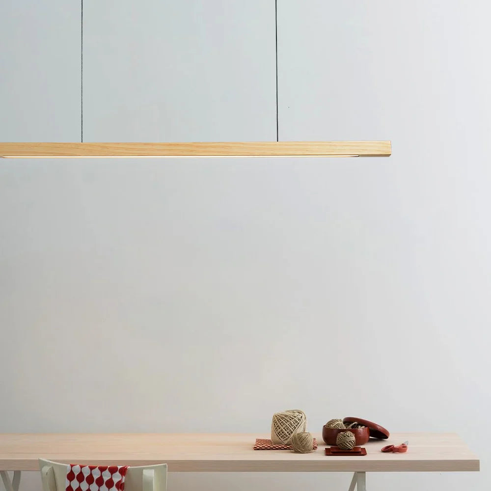Lampa wisząca drewniana liniowa