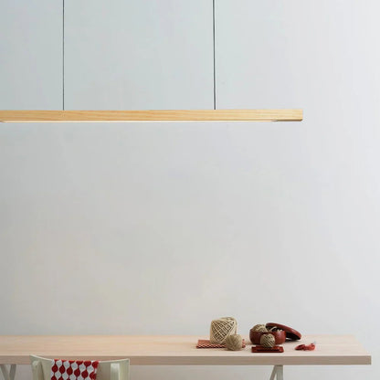Lampa wisząca drewniana liniowa