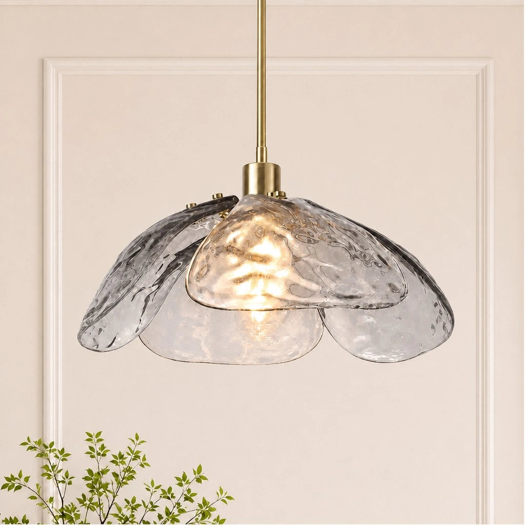 Lampe suspendue avec abat-jour en forme de fleur