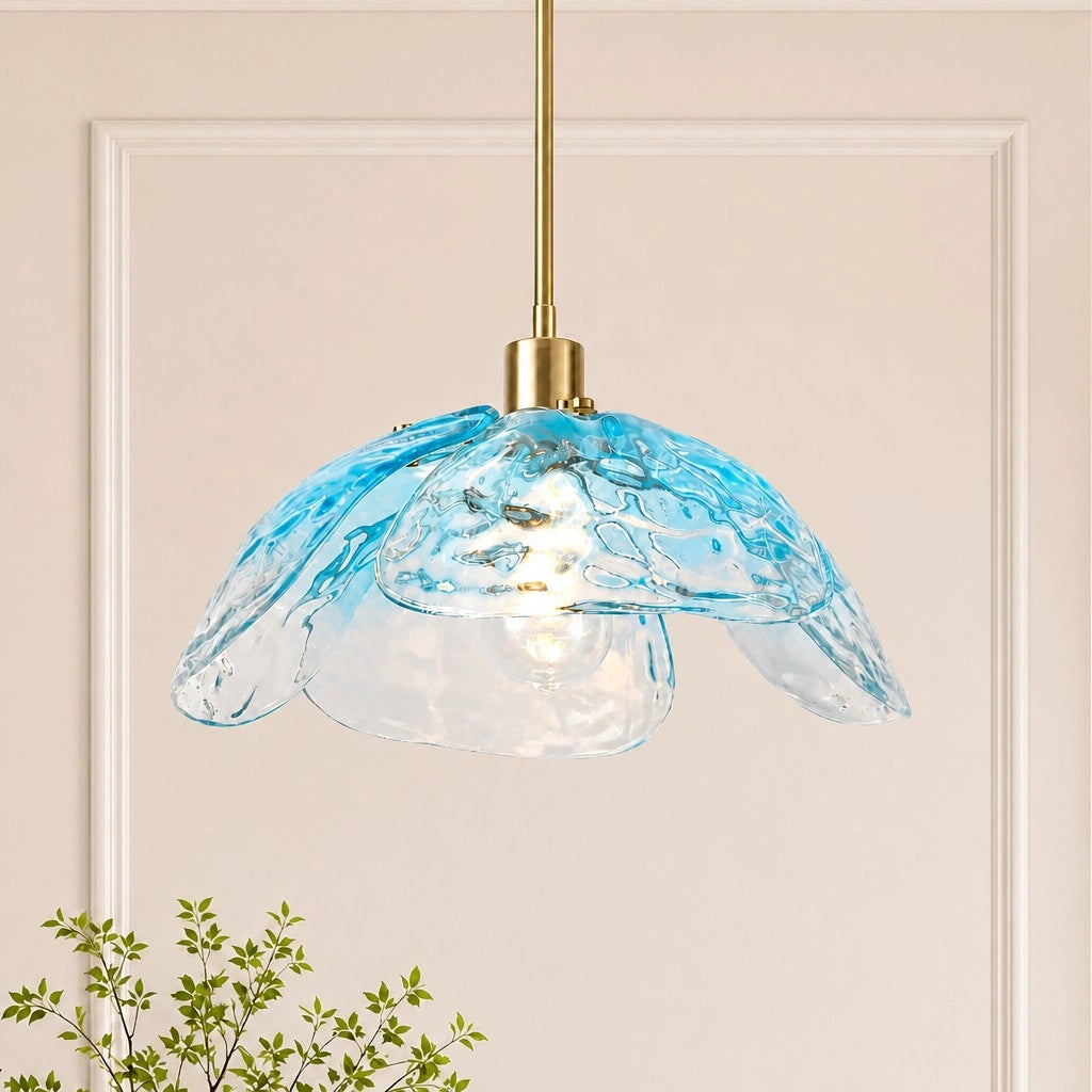 Lampe suspendue avec abat-jour en forme de fleur