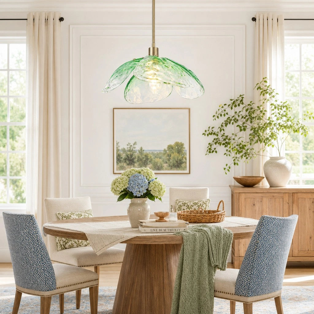 Lampe suspendue avec abat-jour en forme de fleur