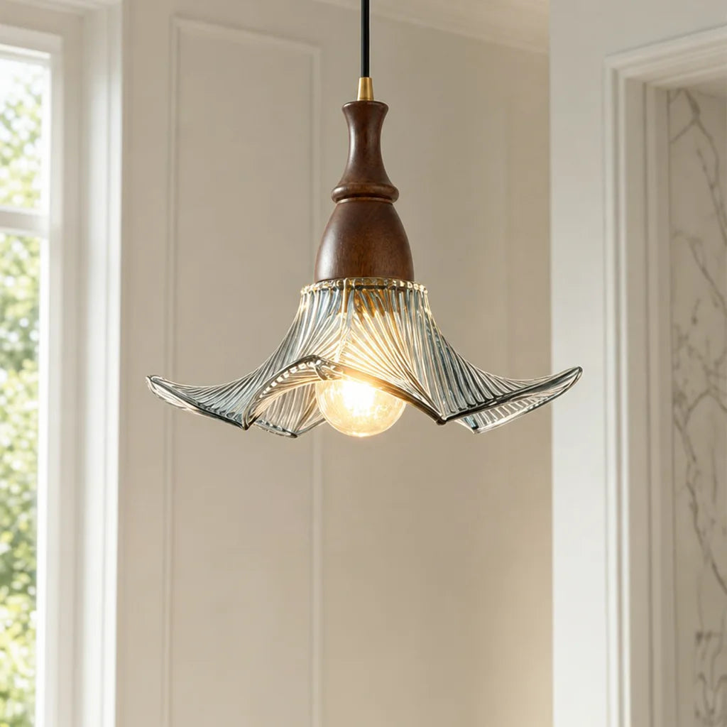 Lampa wisząca kwiatowy klosz