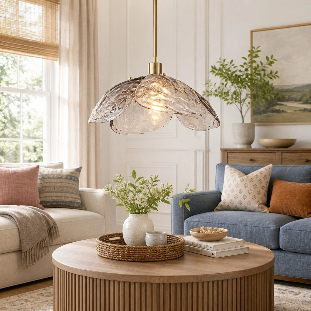 Lampe suspendue avec abat-jour en forme de fleur