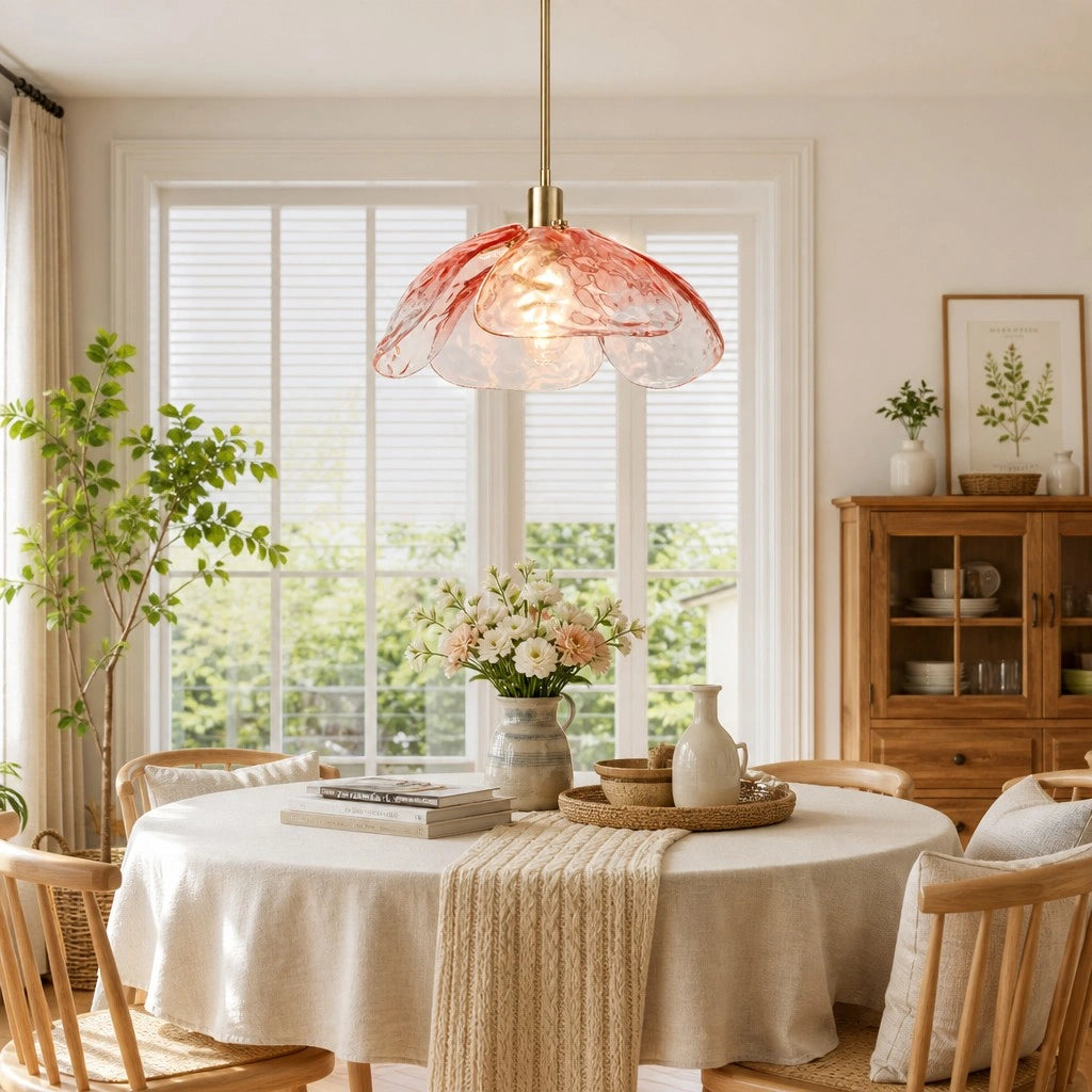 Lampe suspendue avec abat-jour en forme de fleur