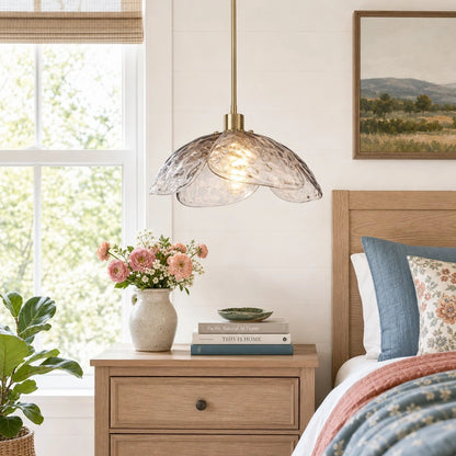 Lampe suspendue avec abat-jour en forme de fleur