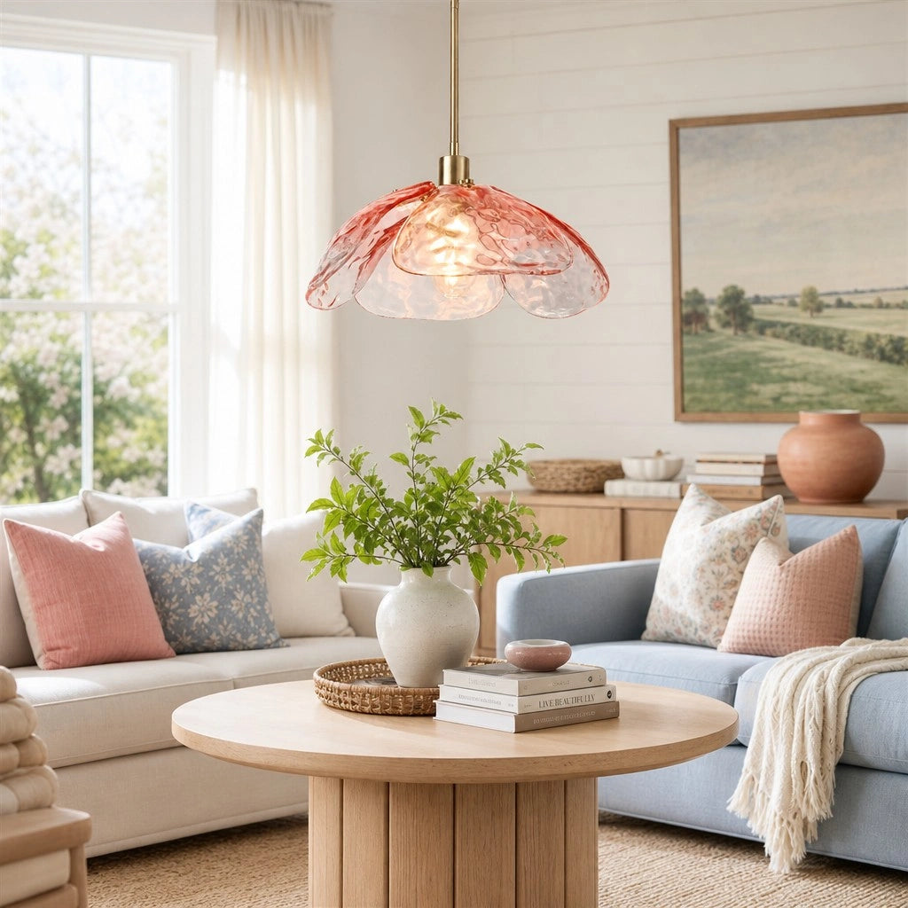 Lampe suspendue avec abat-jour en forme de fleur