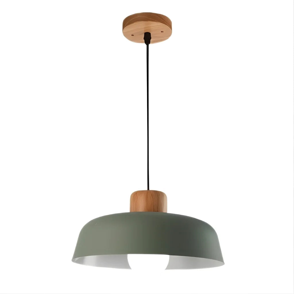 Lampa wisząca z drewnianym elementem