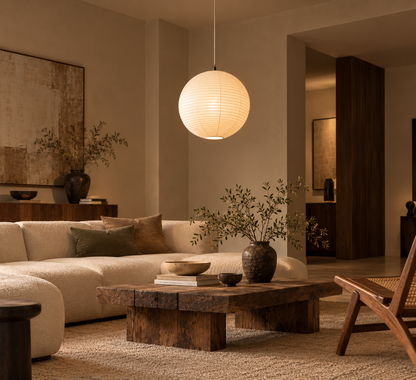 Paper sphere pendant lamp