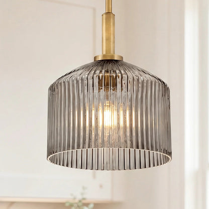 Lampe suspendue en verre cannelé