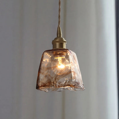 Lampa wisząca szklana bursztynowa
