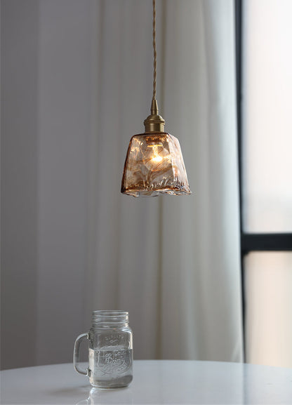 Lampa wisząca szklana bursztynowa