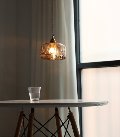 Lampa wisząca szklana bursztynowa