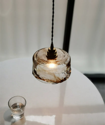 Lampa wisząca szklana bursztynowa