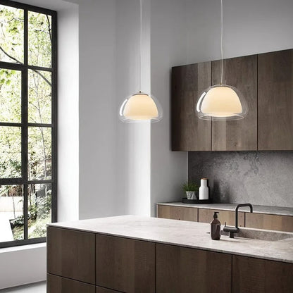 Glass globe pendant lamp
