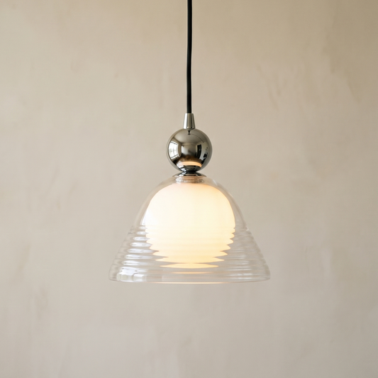 Skleněná kulová závěsná lampa