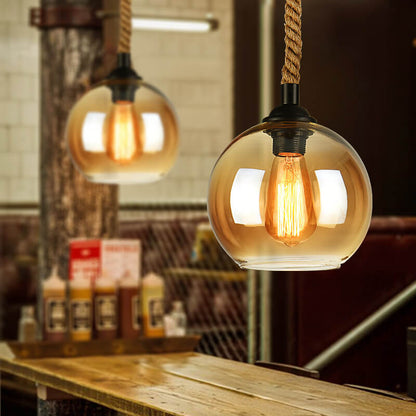 Lampe suspendue en forme de boule en verre