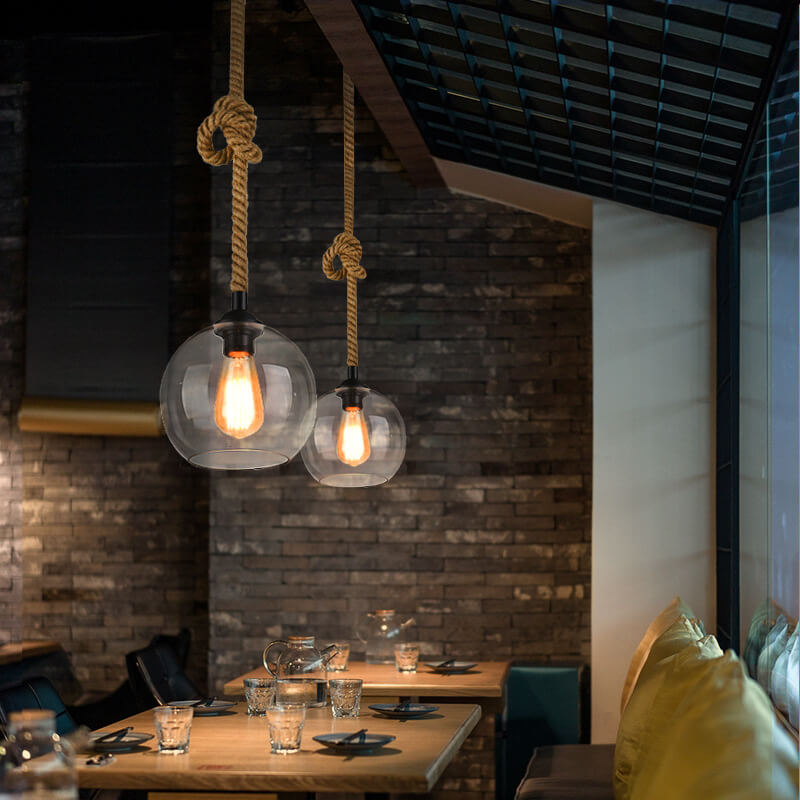 Lampe suspendue en forme de boule en verre