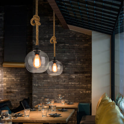Lampe suspendue en forme de boule en verre
