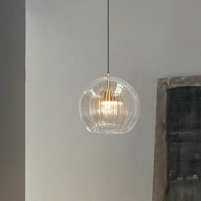 Skleněná kulová závěsná lampa