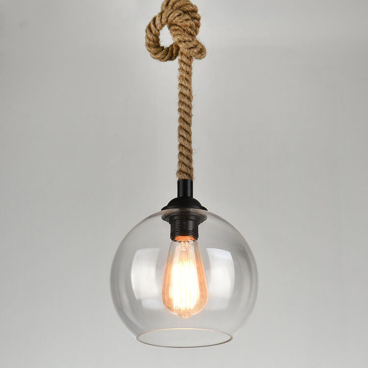Lampe suspendue en forme de boule en verre