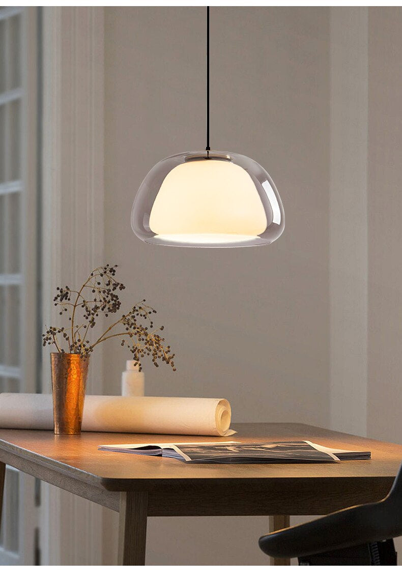 Glass globe pendant lamp
