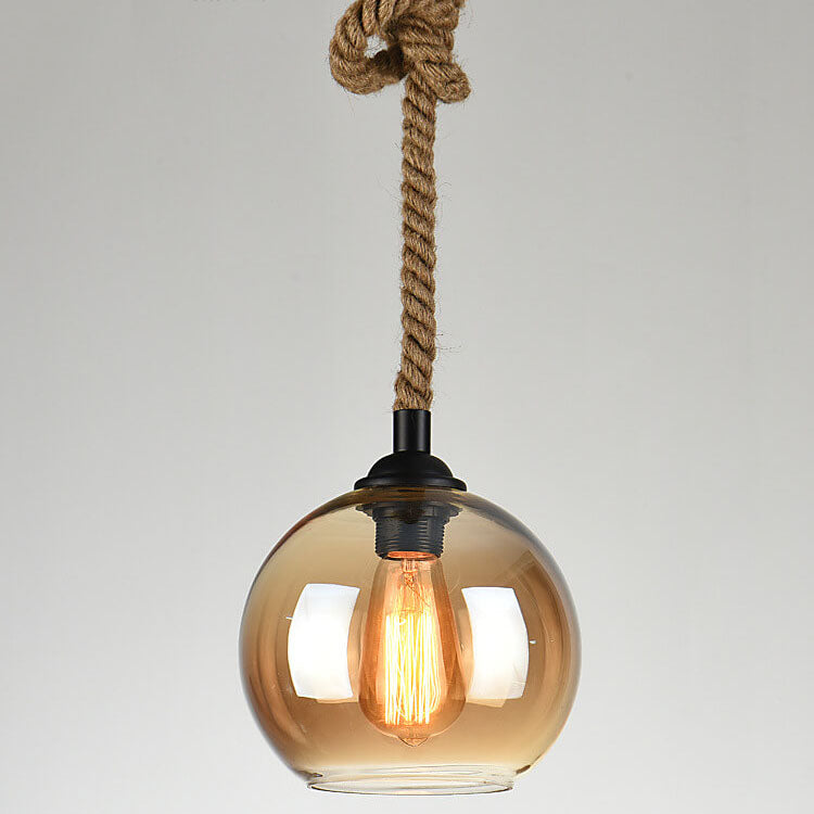 Lampe suspendue en forme de boule en verre