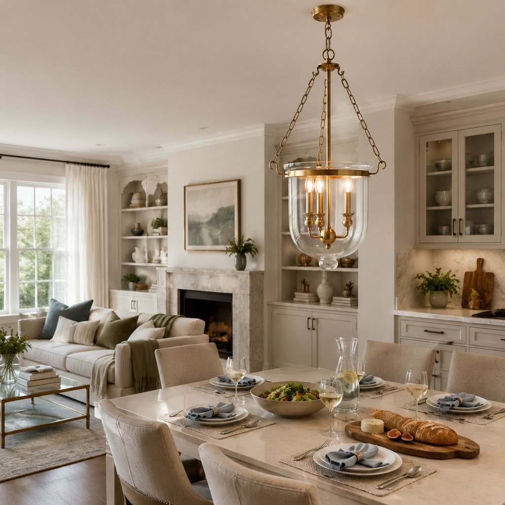 Pendant light with glass shade