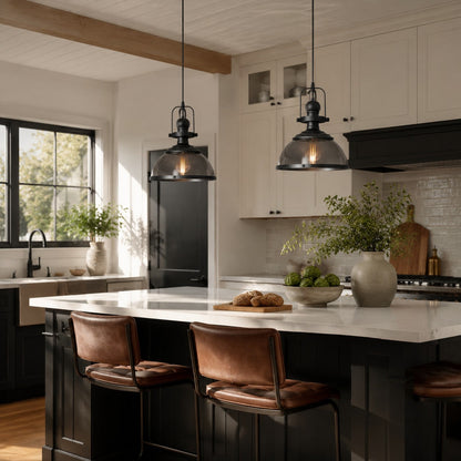 Pendant light with glass shade